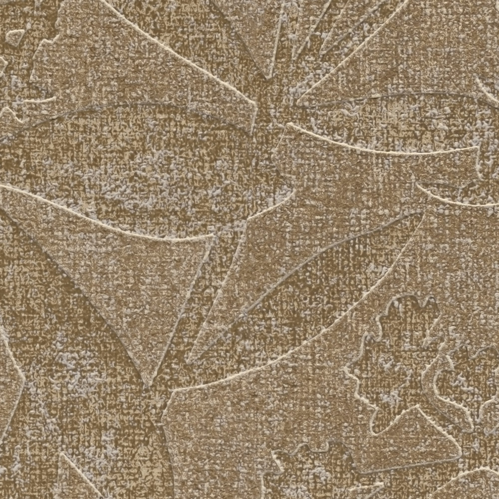             Non-woven wallpaper floral flowers and leaves - brown, beige
        