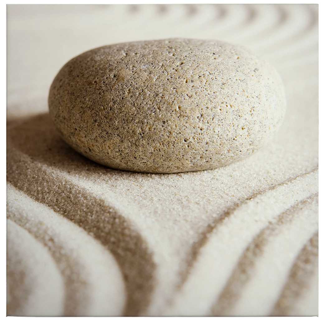             Quadro su tela con pietra quadrata nella sabbia - 0,50 m x 0,50 m
        