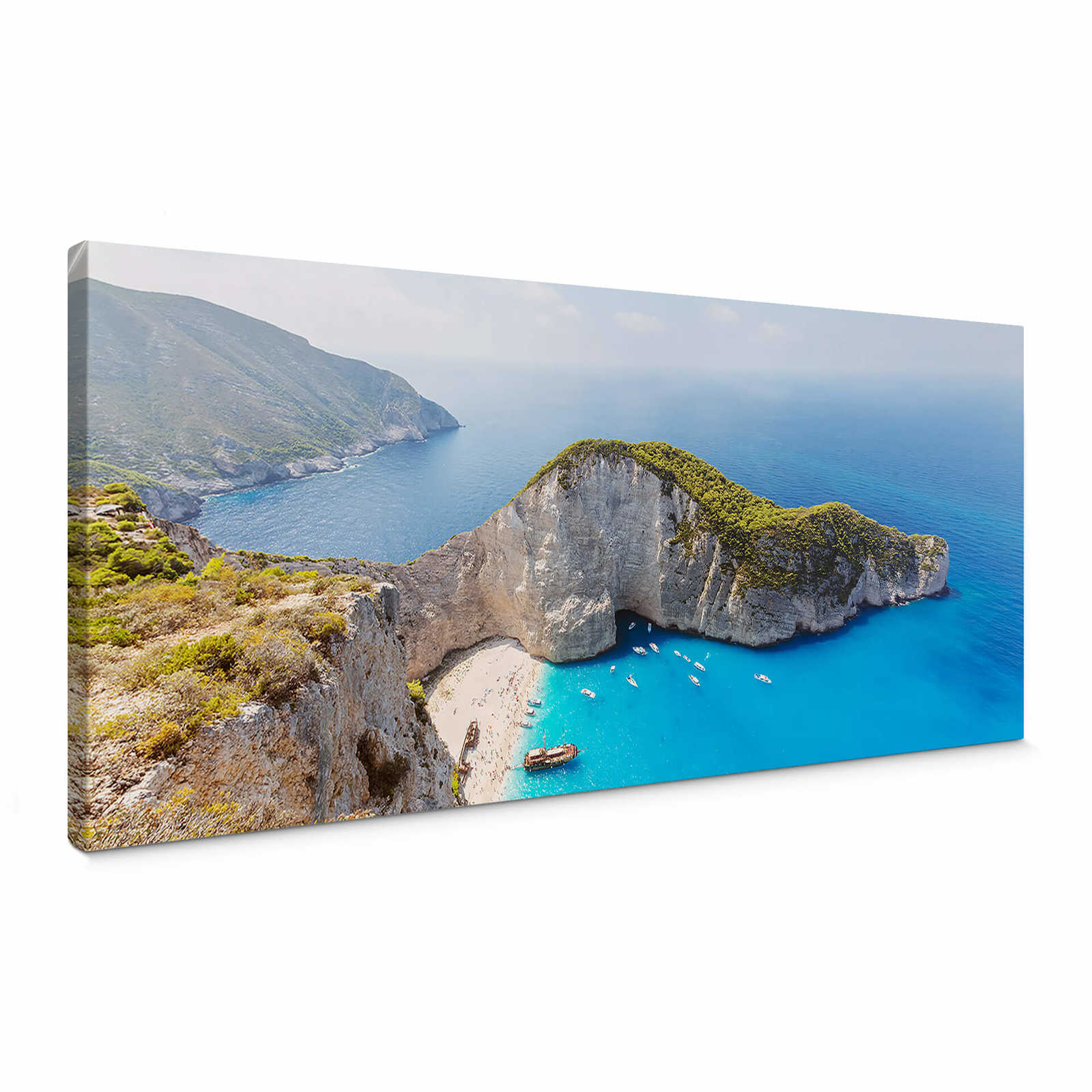         Panorama canvas print beach motif in blue and green
    