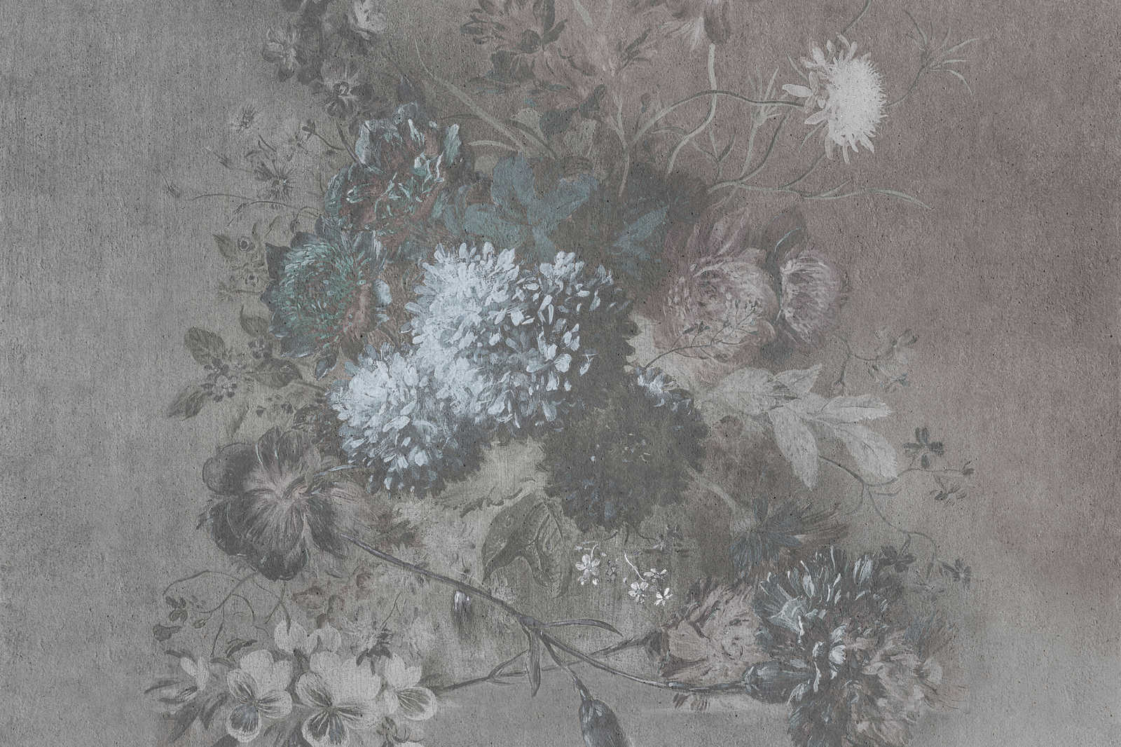             Tableau toile Bouquet de fleurs style vintage | bleu, gris - 1,20 m x 0,80 m
        