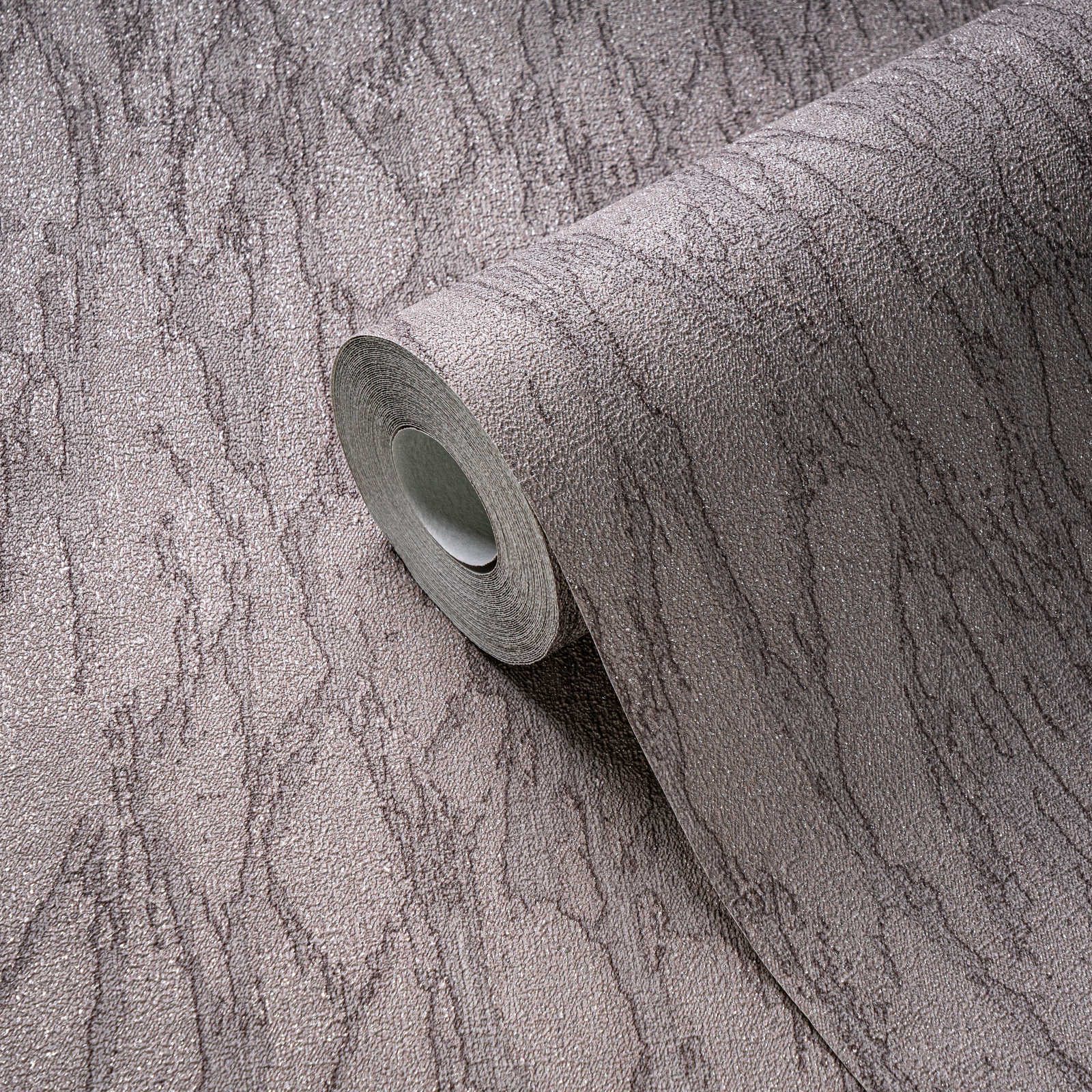             Papel pintado no tejido de aspecto escayolado con acentos y motivo abstracto - gris, beige, plata
        