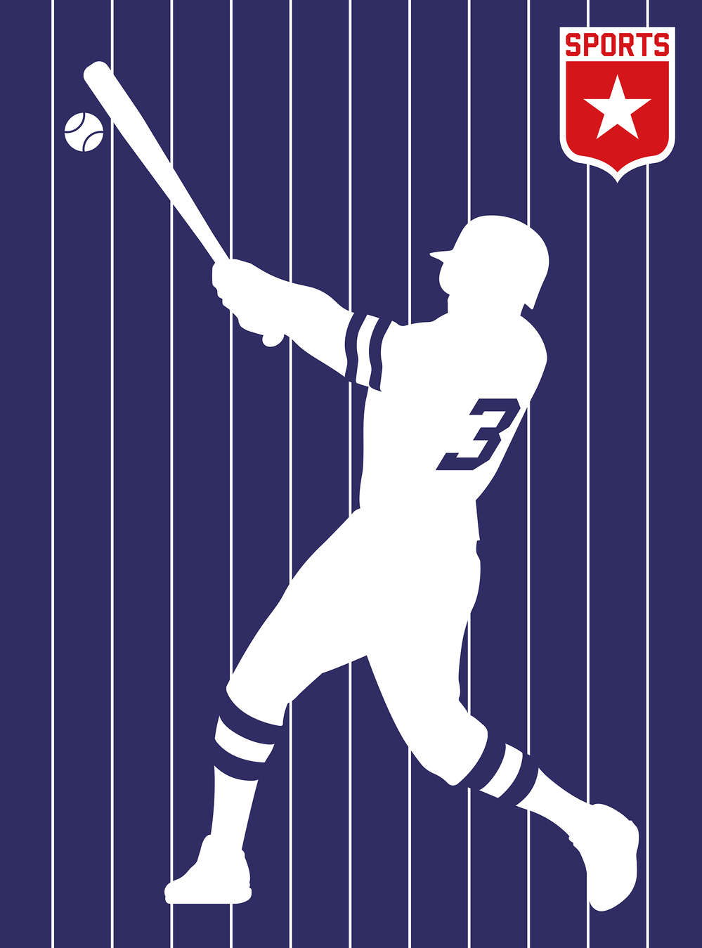             Muurschildering Sport Baseball Motief Speler Pictogram
        
