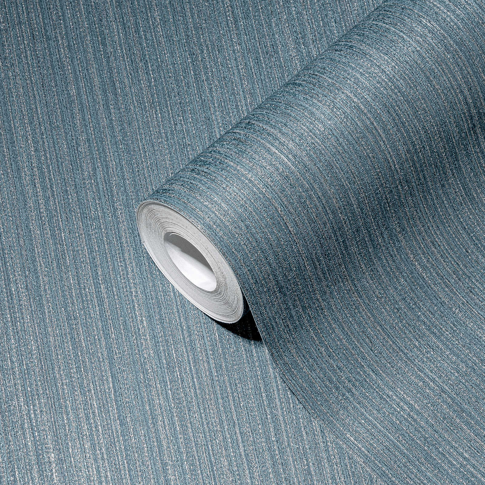             Eenheidsbehang met grijsblauwe textiellook - blauw, metallic
        