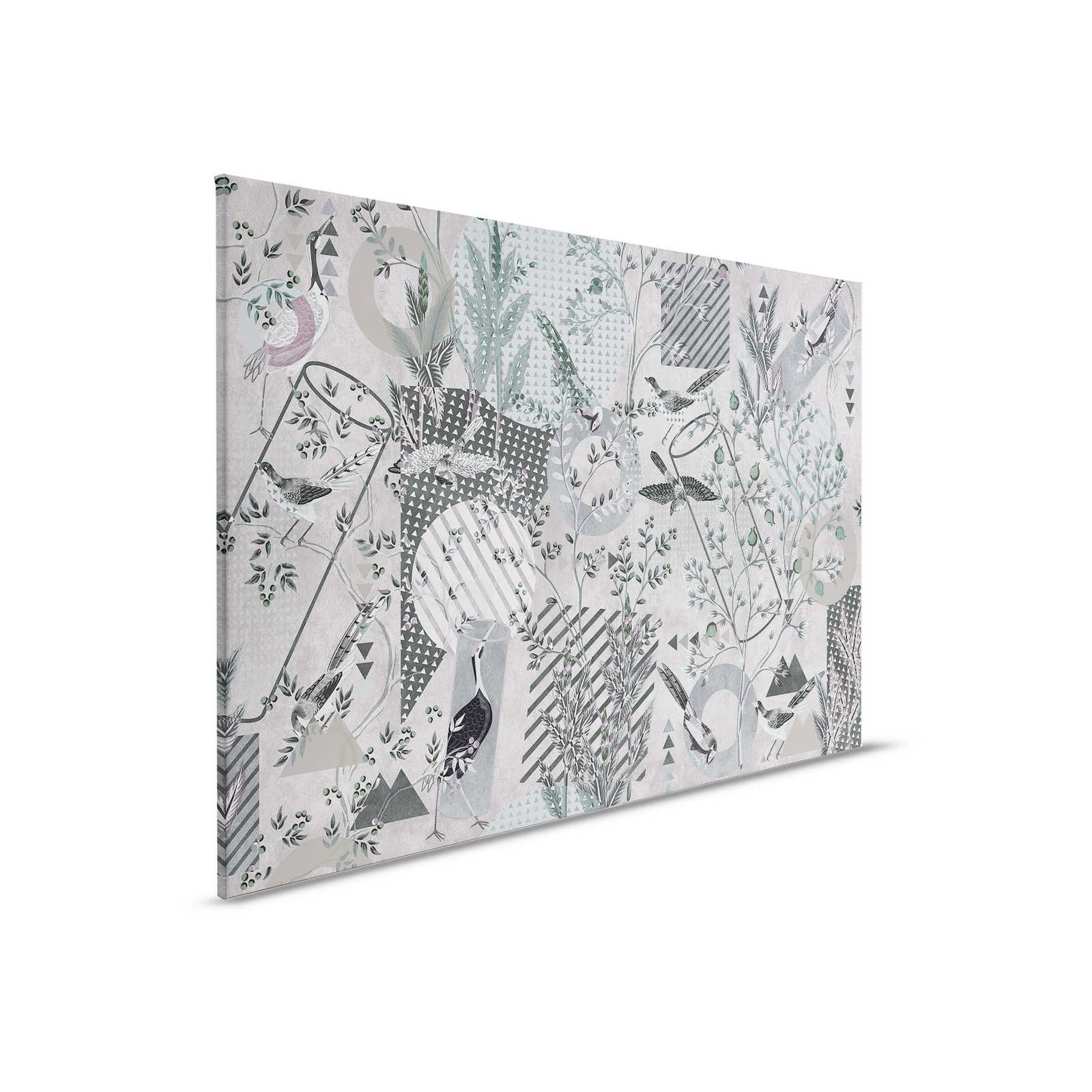         Birds Playgroude 1 - Canvas painting Grey Collage Birds & Patterns - 0,90 m x 0,60 m
    
