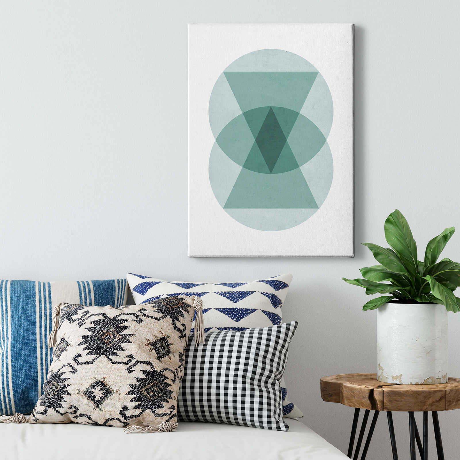             Canvas schilderij geometrisch patroon cirkels driehoeken - 0,50 m x 0,70 m
        
