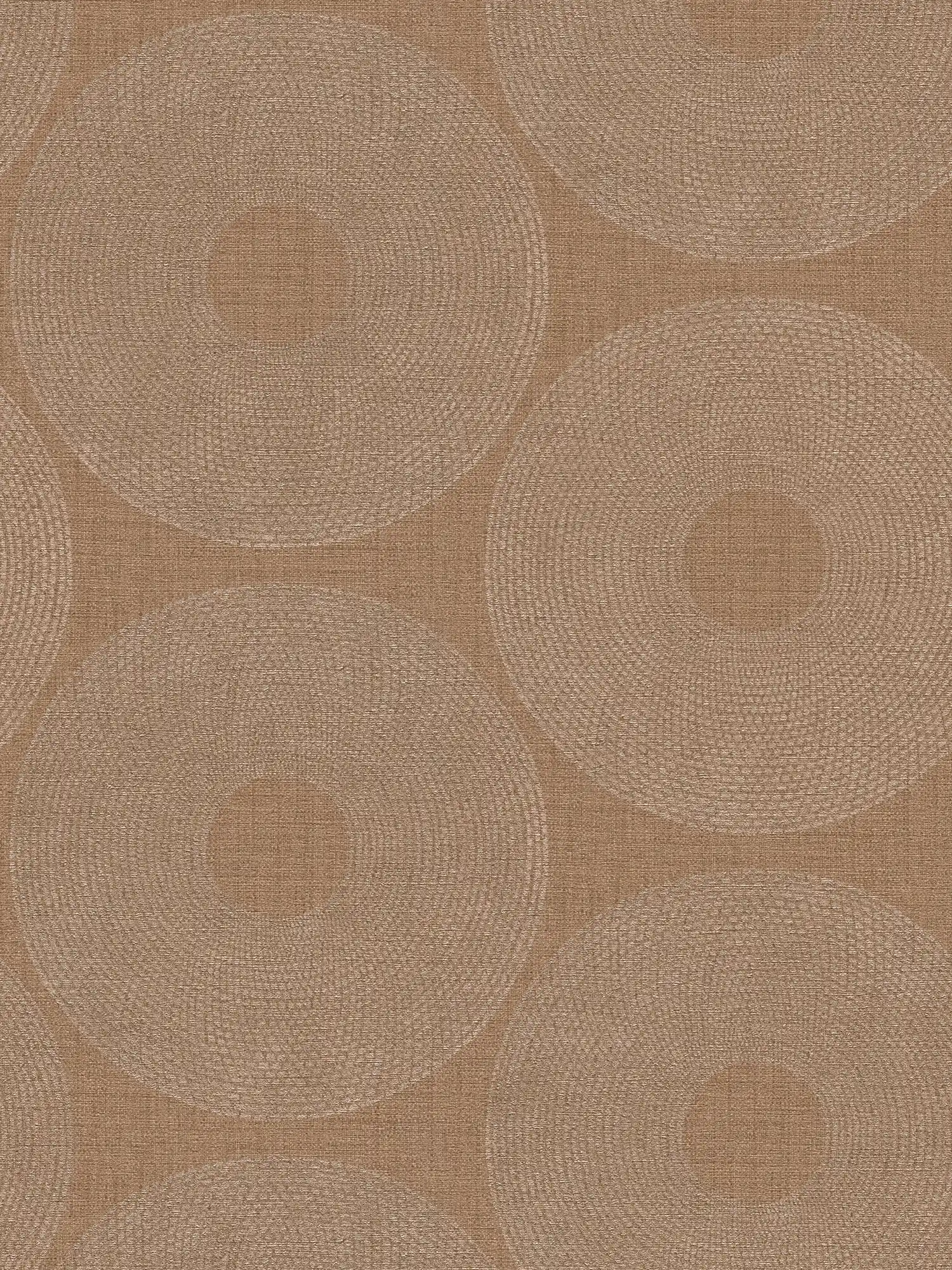         Metallic wallpaper circles with structure design - brown
    