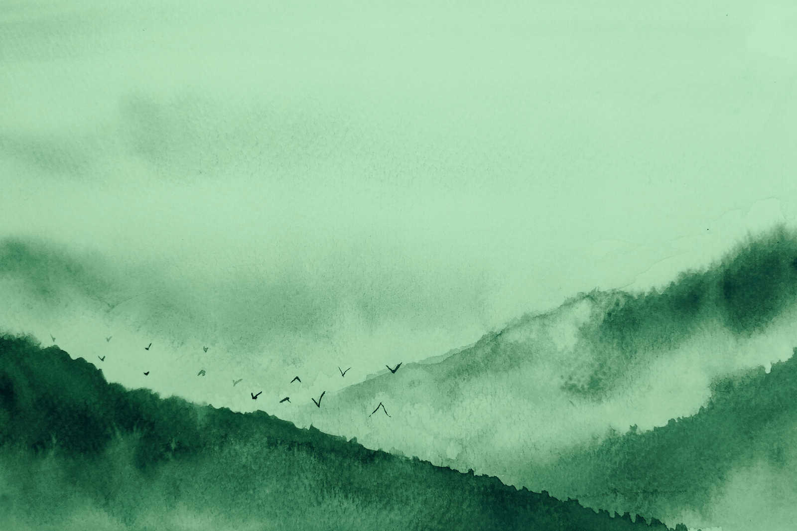             Tela con paesaggio nebbioso in stile pittura | verde, nero - 0,90 m x 0,60 m
        