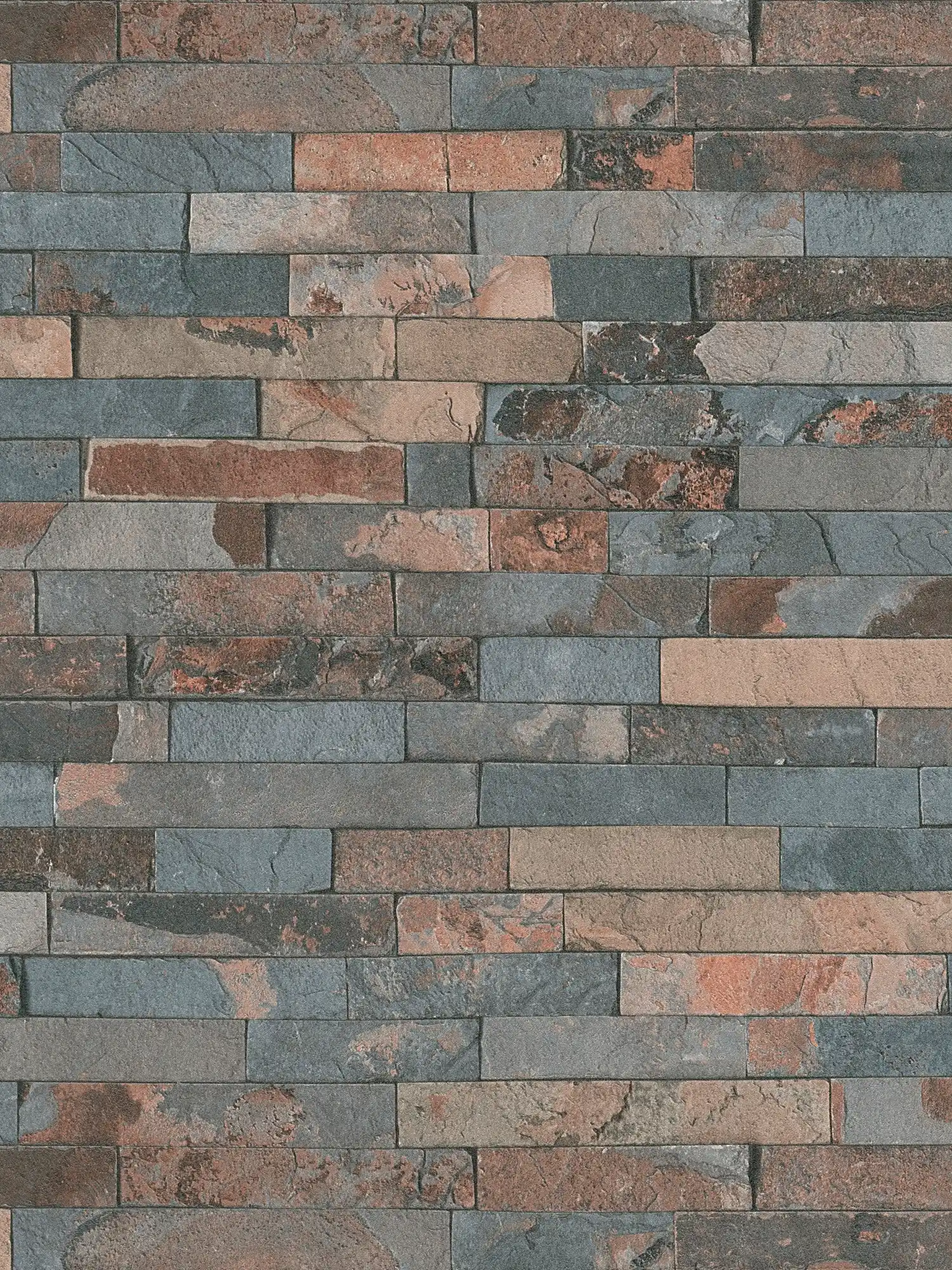 Wallpaper stone look with dark wall of natural stones - grey, brown, black
