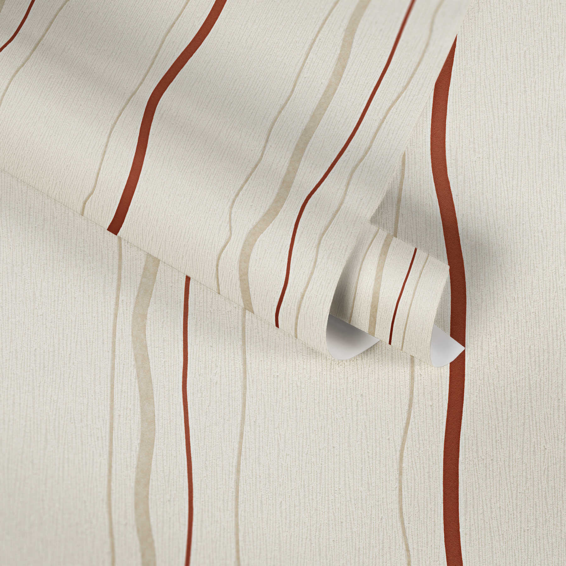             Papier peint à rayures verticales - crème, rouge, beige
        