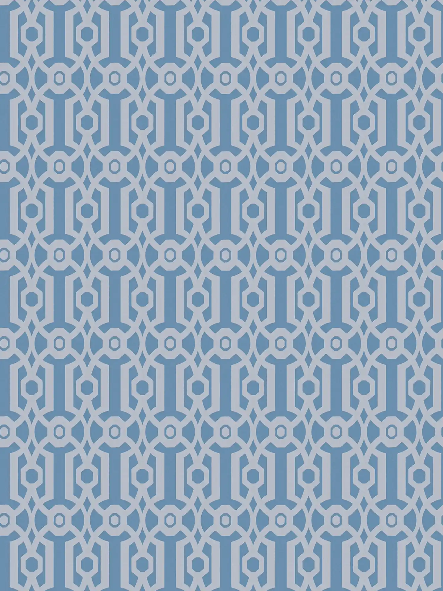 Grafisch behang in Engelse stijl - blauw, crème
