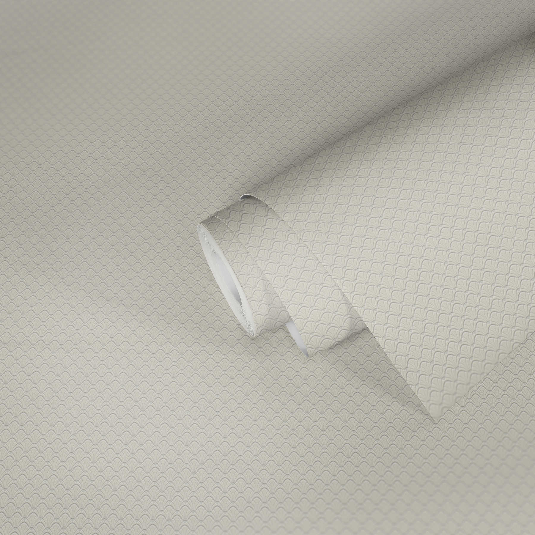             Wallpaper filigree structure pattern in shell design - cream, white
        