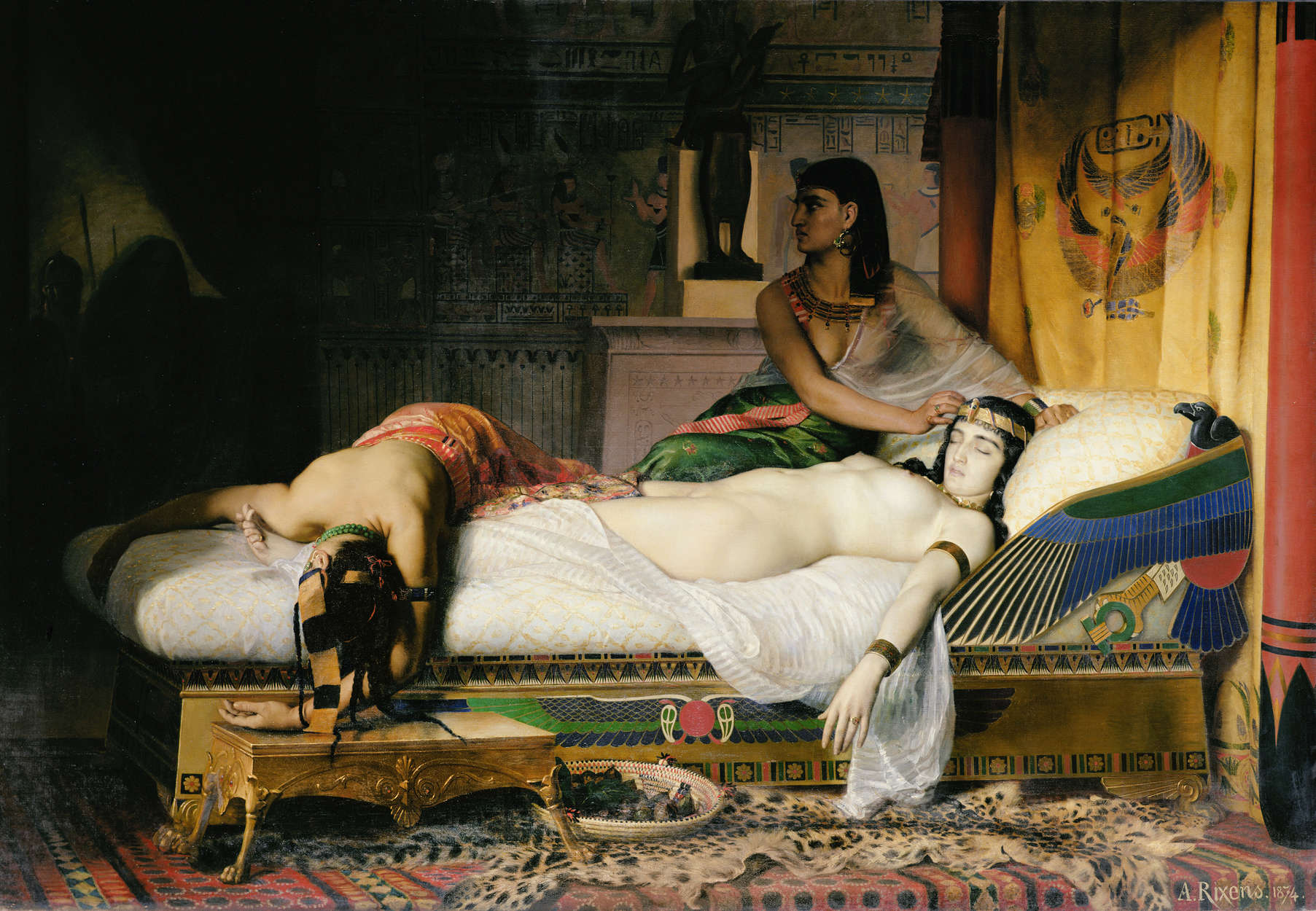             Dood van Cleopatra" muurschildering door August Rixens
        