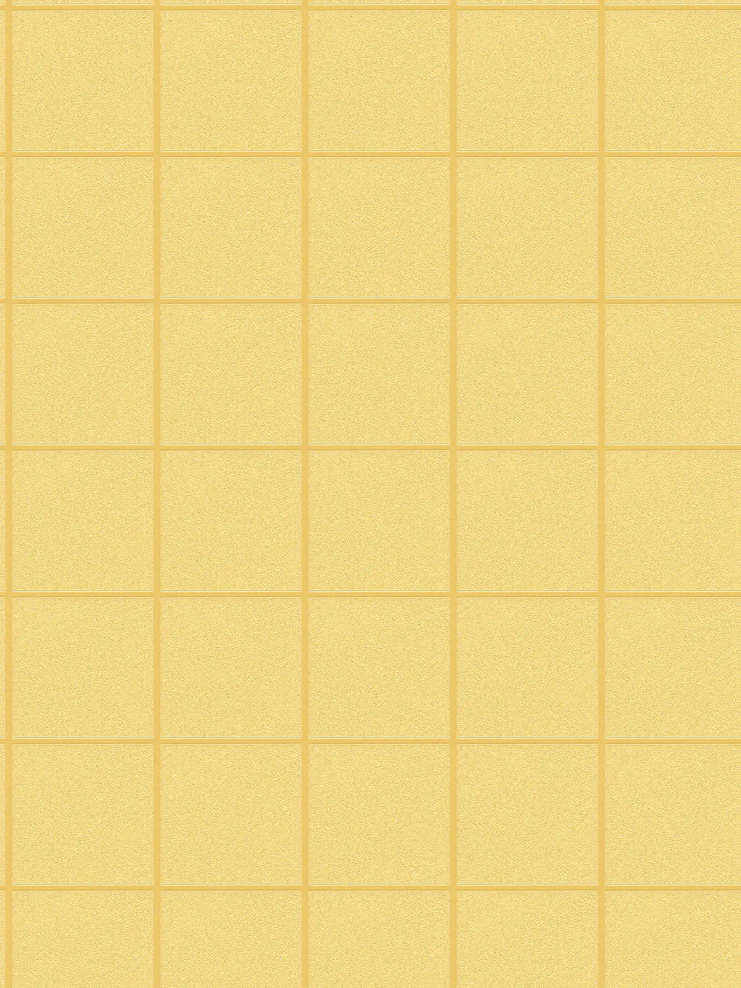 Papier peint motif carreaux, joints sombres & effet 3D - or, jaune
