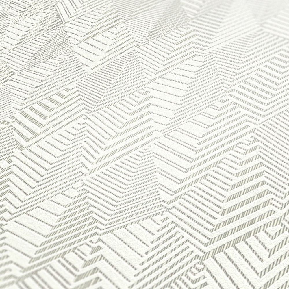             Eenheidsbehang met abstract lijnenspel - crème, wit
        