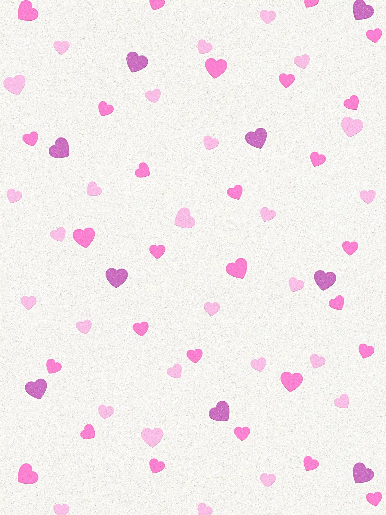 Papier peint cœur avec paillettes dorées pour chambre de fille - violet, crème
