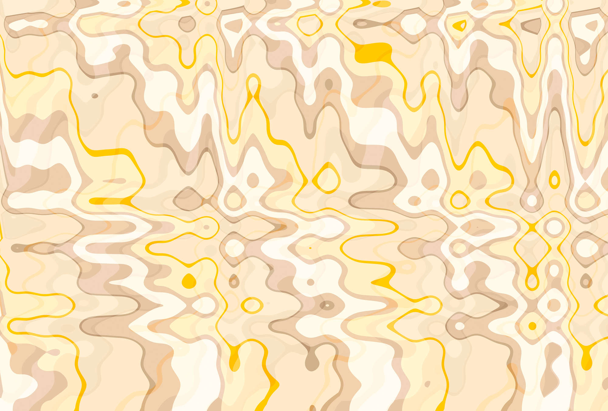             Papier peint au design abstrait et aux vibrations rétro - jaune, marron, blanc
        
