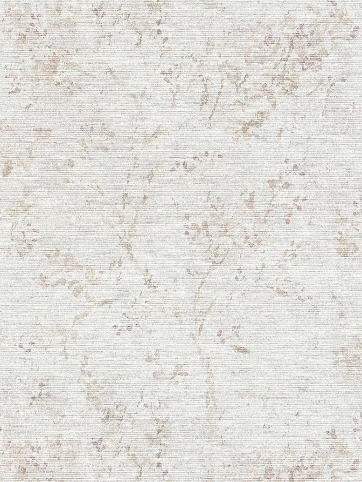 Papel pintado no tejido con un divertido motivo floral - gris, beige, morado
