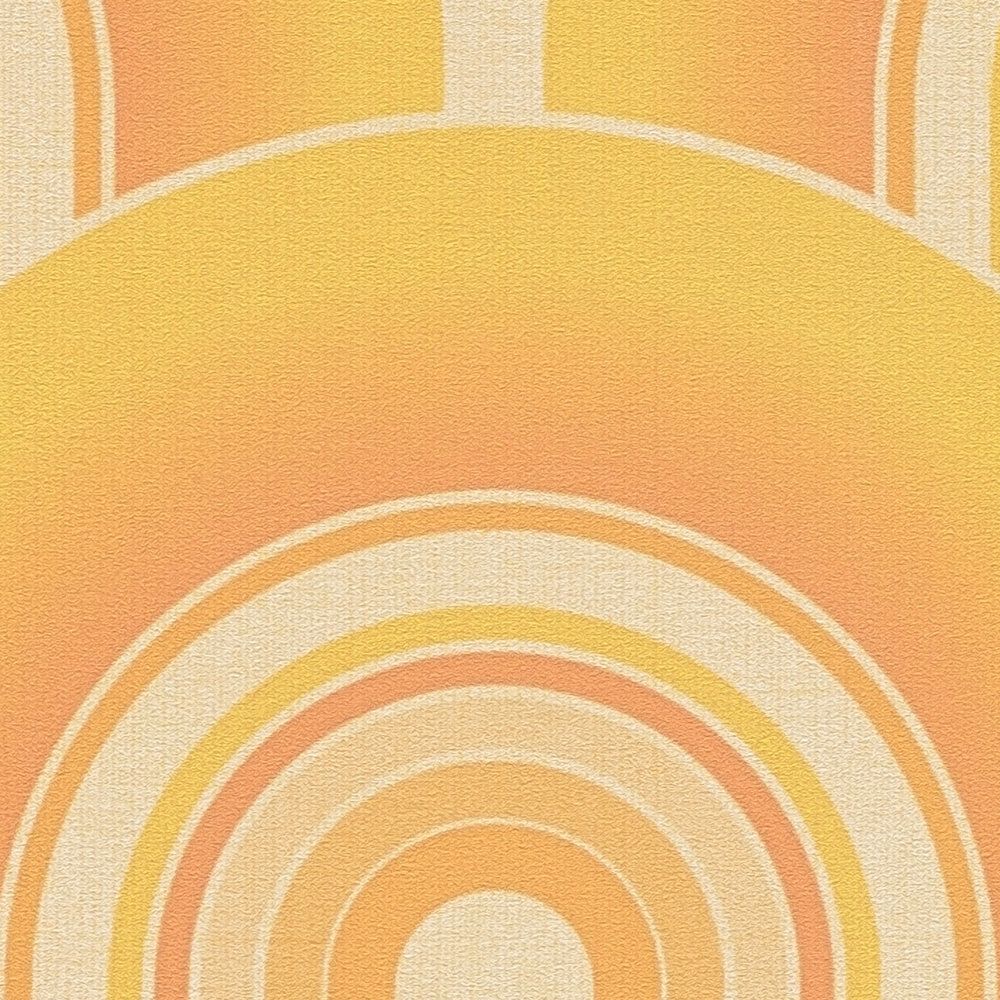             Papier peint des années 70 au design graphique rétro - jaune, orange
        