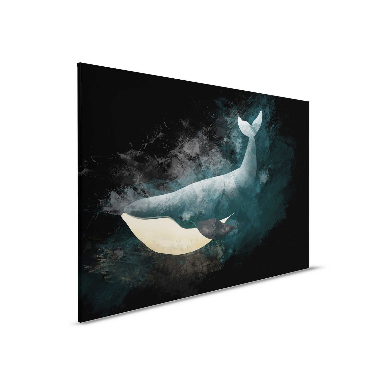 Quadro su tela nera con disegno di balena - 0,90 m x 0,60 m
