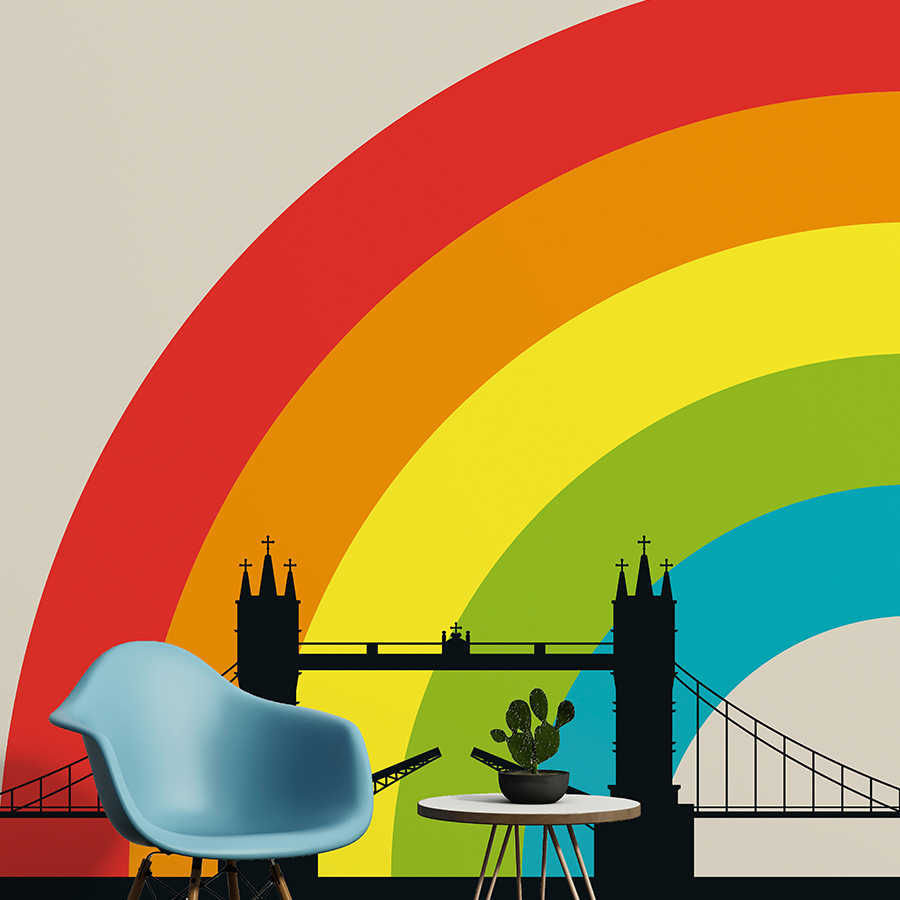         Retro mural London Tower Bridge & Rainbow
    