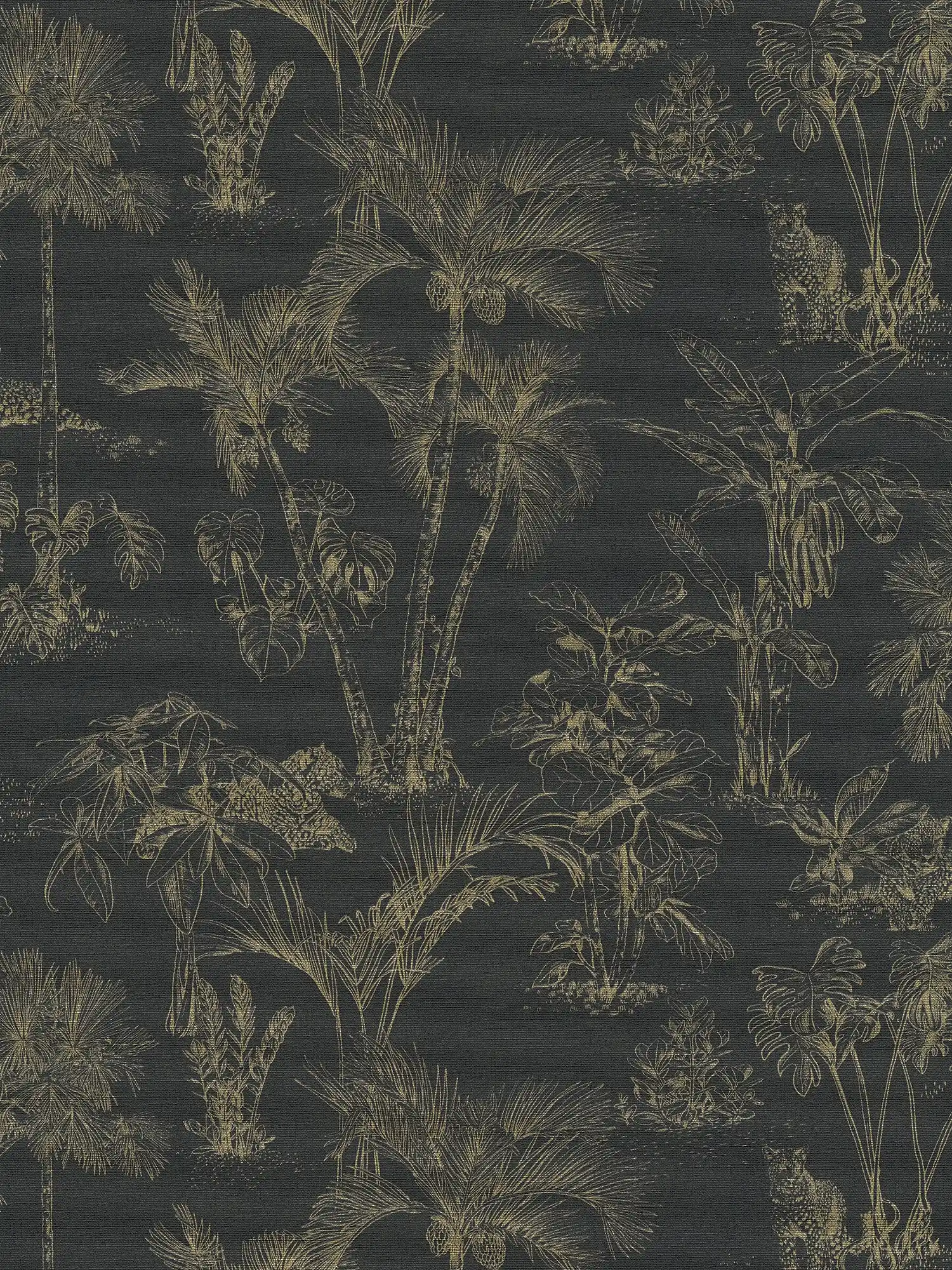         Wallpaper jungle with gold pattern - metallic, black
    