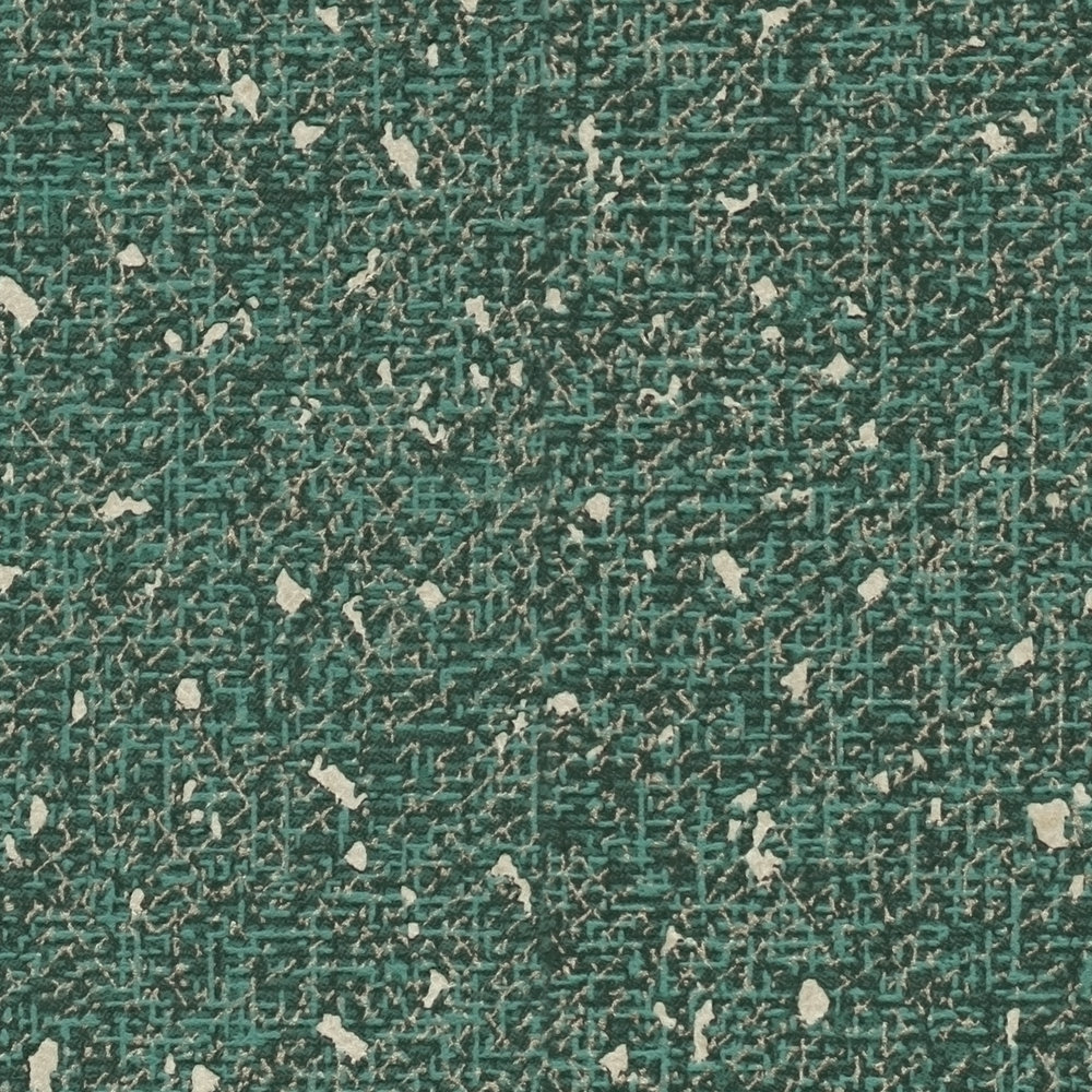             Wallpaper with textile structure and metallic accent - green, metallic
        