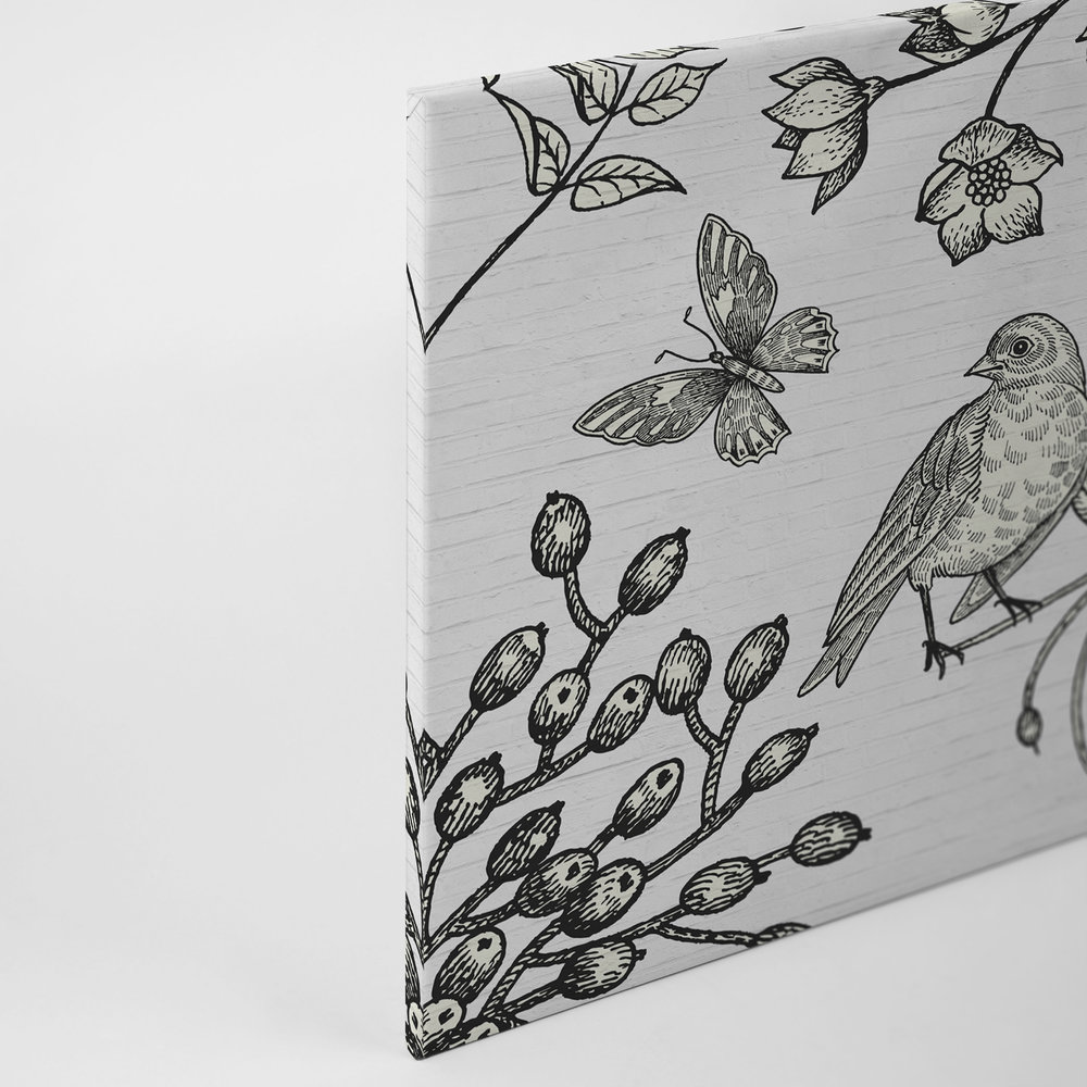             Black and white canvas picture with nature motif in comic look - 0.90 m x 0.60 m
        