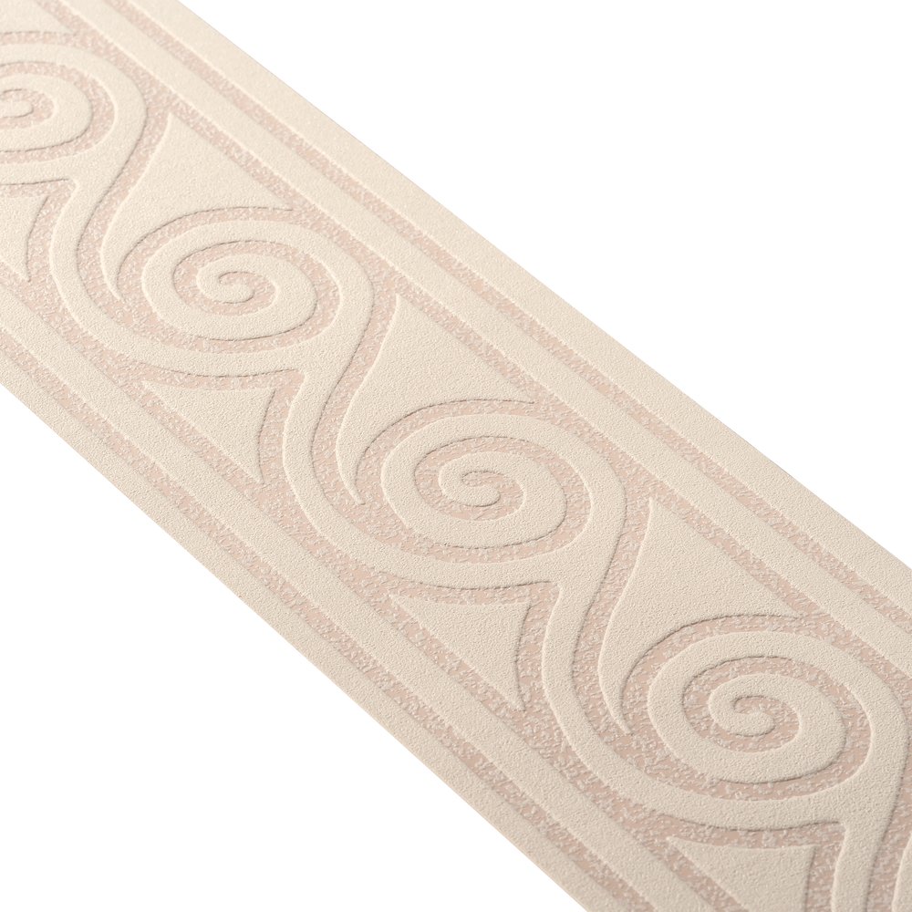             Bordure de papier peint blanc-crème avec motif de clé grecque
        