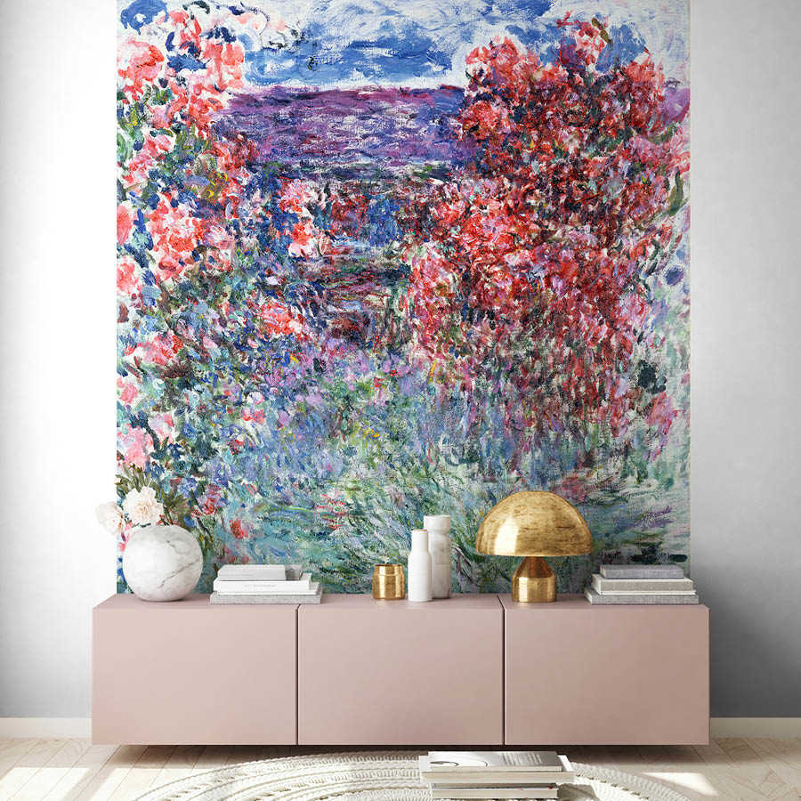 Papier peint panoramique "La maison à Giverny sous les roses" de Claude Monet
