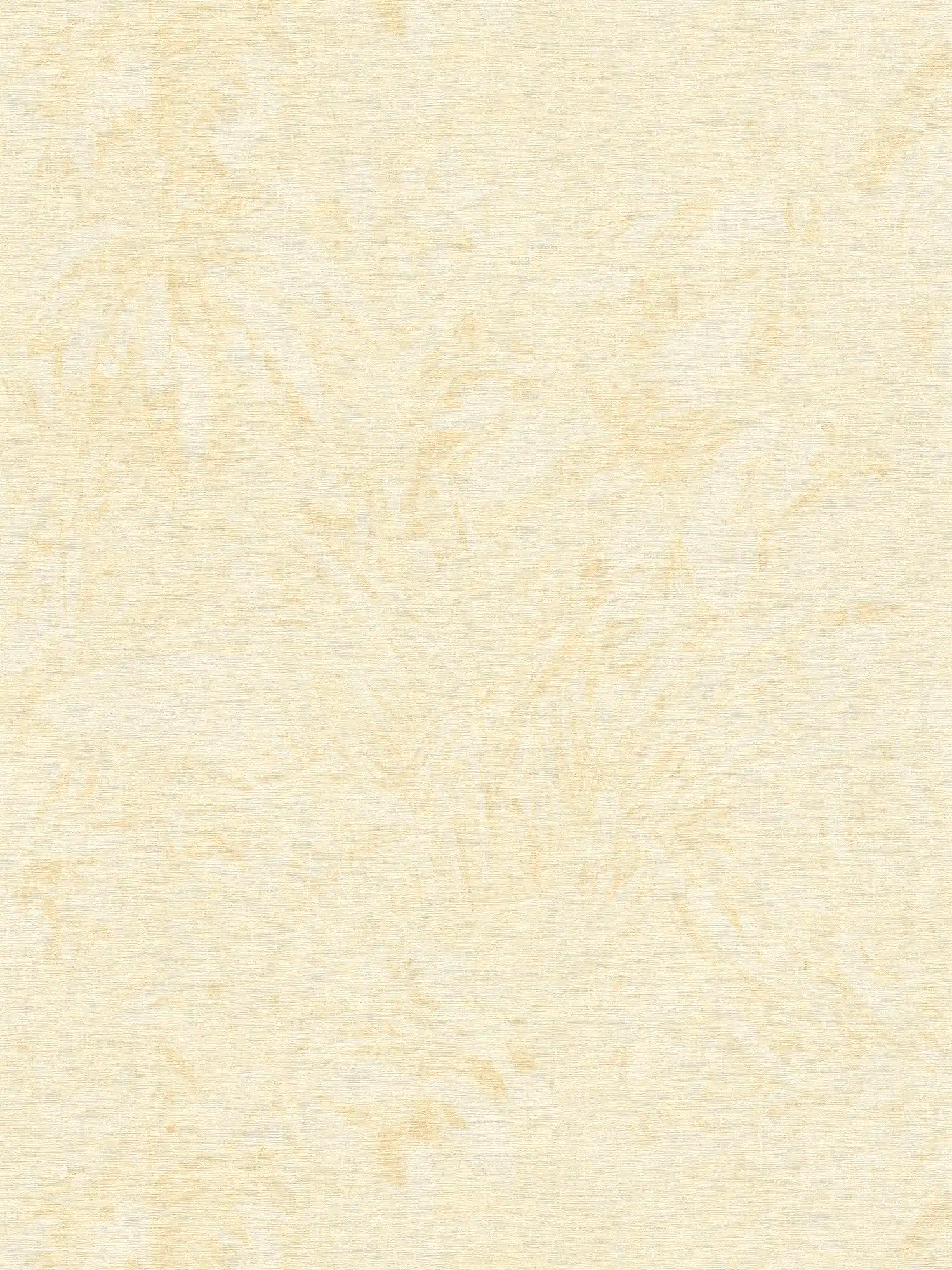 Papel pintado con estampado de hojas desteñidas de aspecto selvático - beige, amarillo, dorado
