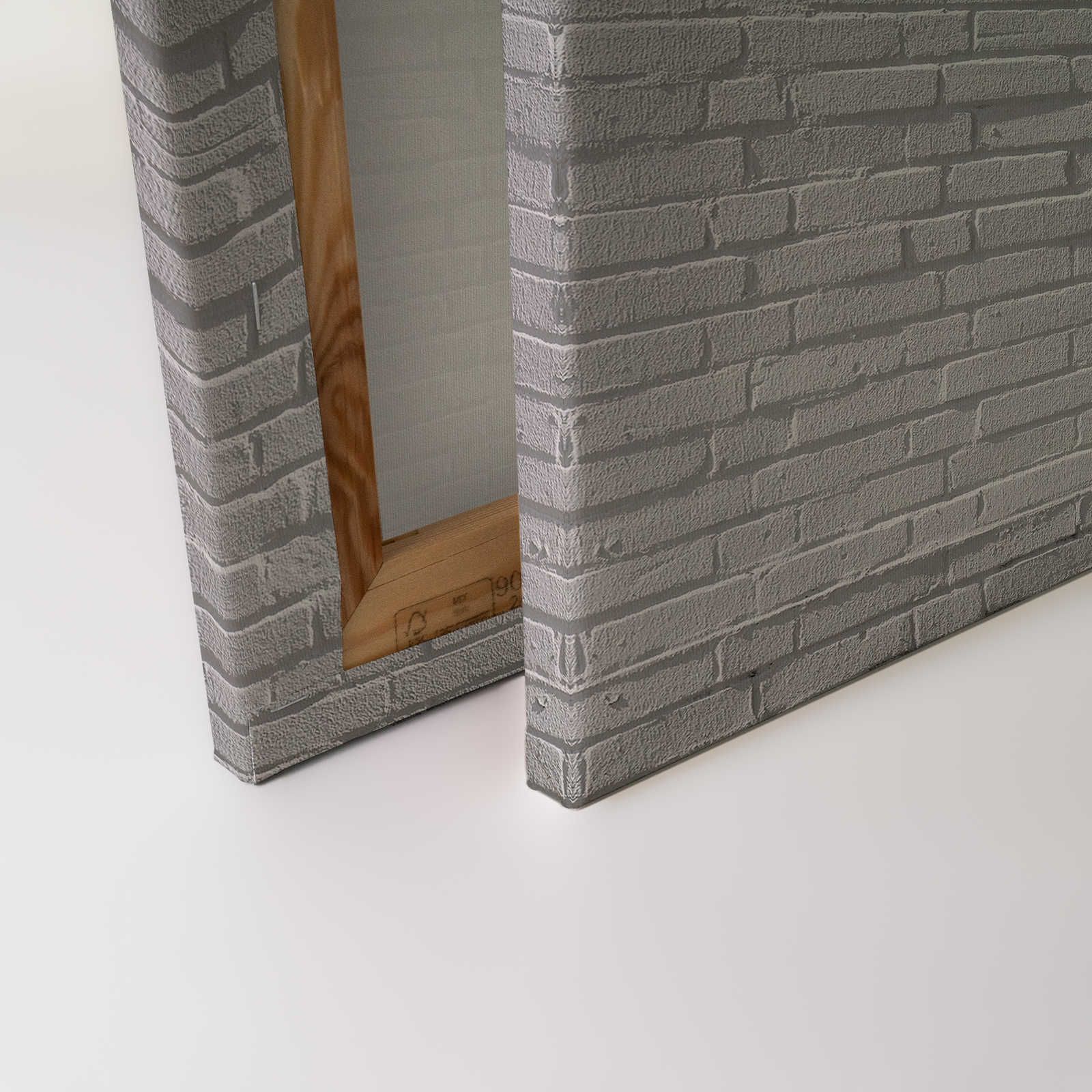             Canvas painting grey brick wall in 3D look - 0,90 m x 0,60 m
        