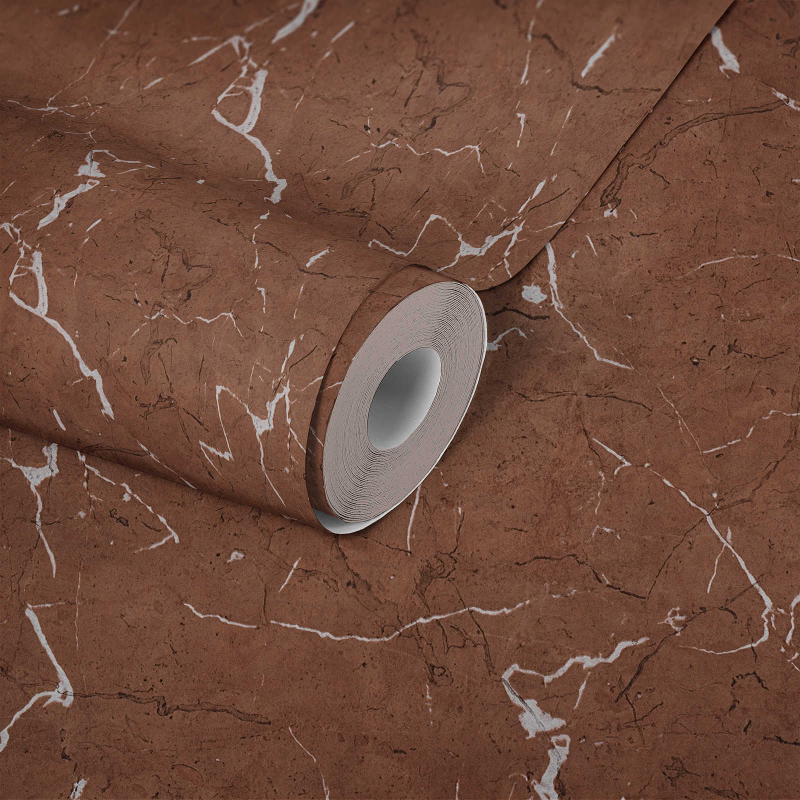             Non-woven wallpaper marble look with gloss effect - brown, metallic
        