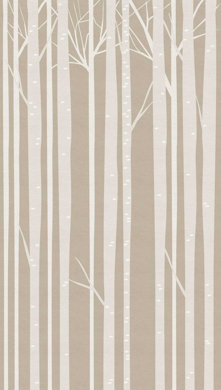             Papeles pintados novedad | diseño de bosque de cuento de hadas, gris y beige
        