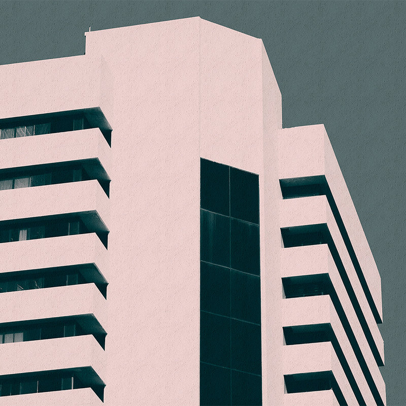 Wolkenkrabber 2 - Digital behang met moderne stadsarchitectuur - Raupuz structuur - Groen, Roze | Pearl glad vlies
