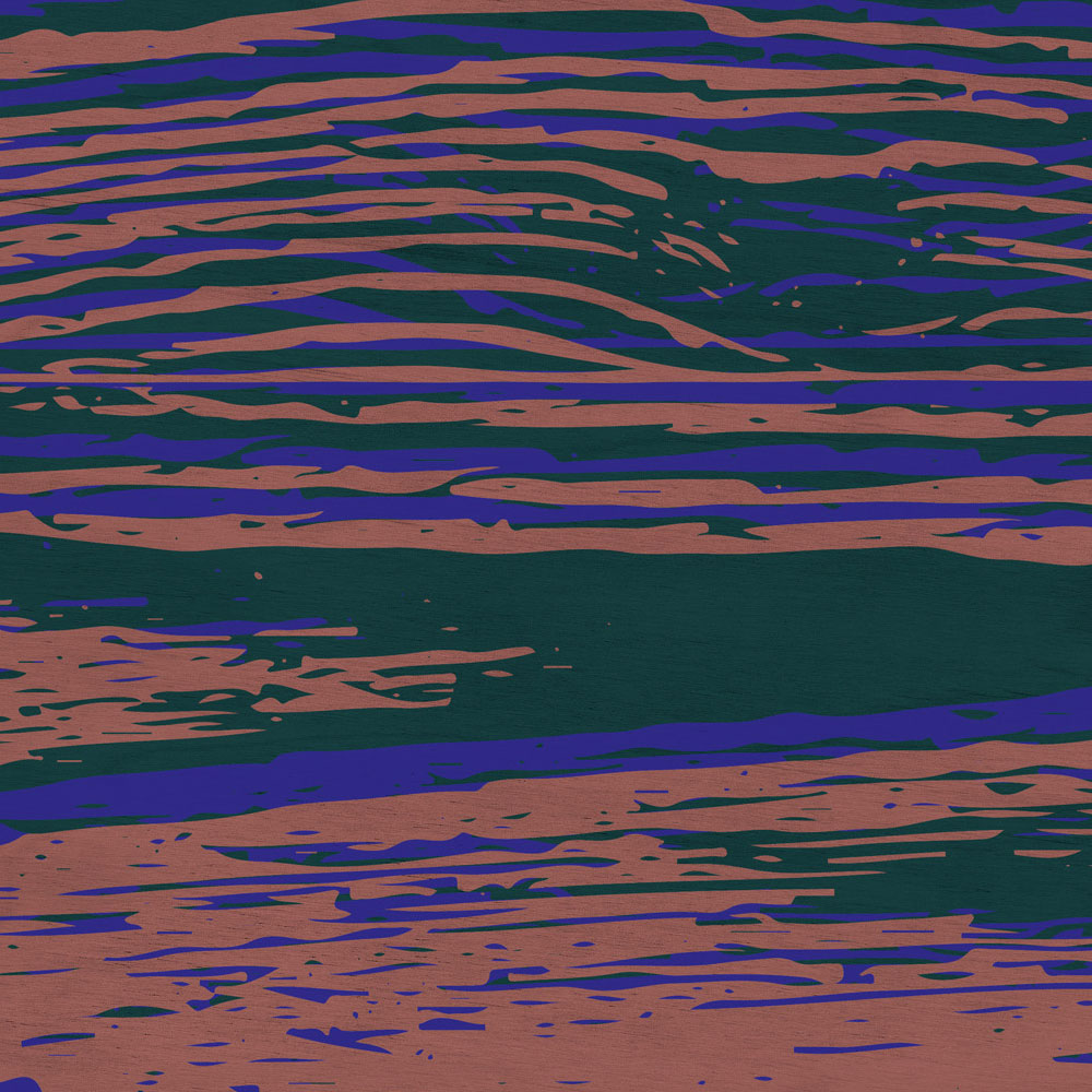             Kontiki 3 - Papier peint panoramique néon grain de bois, violet & noir
        