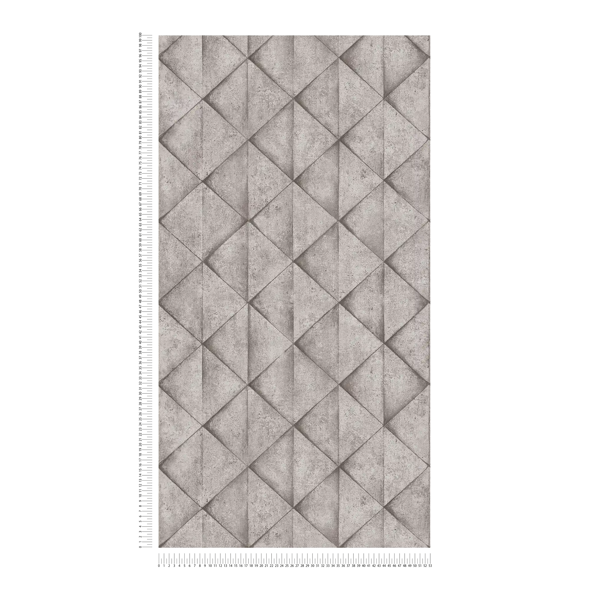             Wallpaper with concrete tiles & 3D effect - grey, anthracite
        