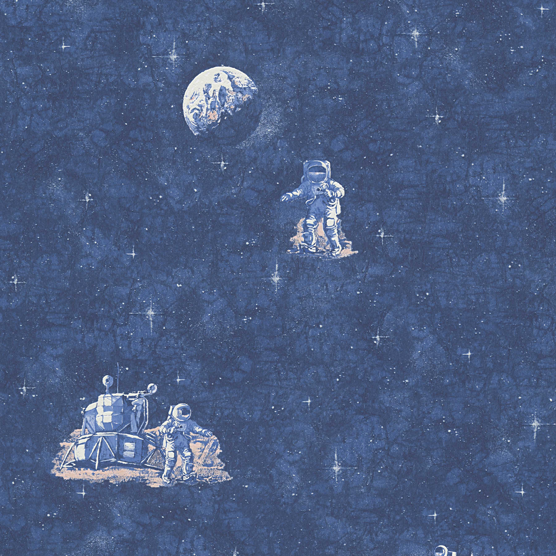 Papier peint chambre enfant astronaute, univers & étoiles - bleu, blanc
