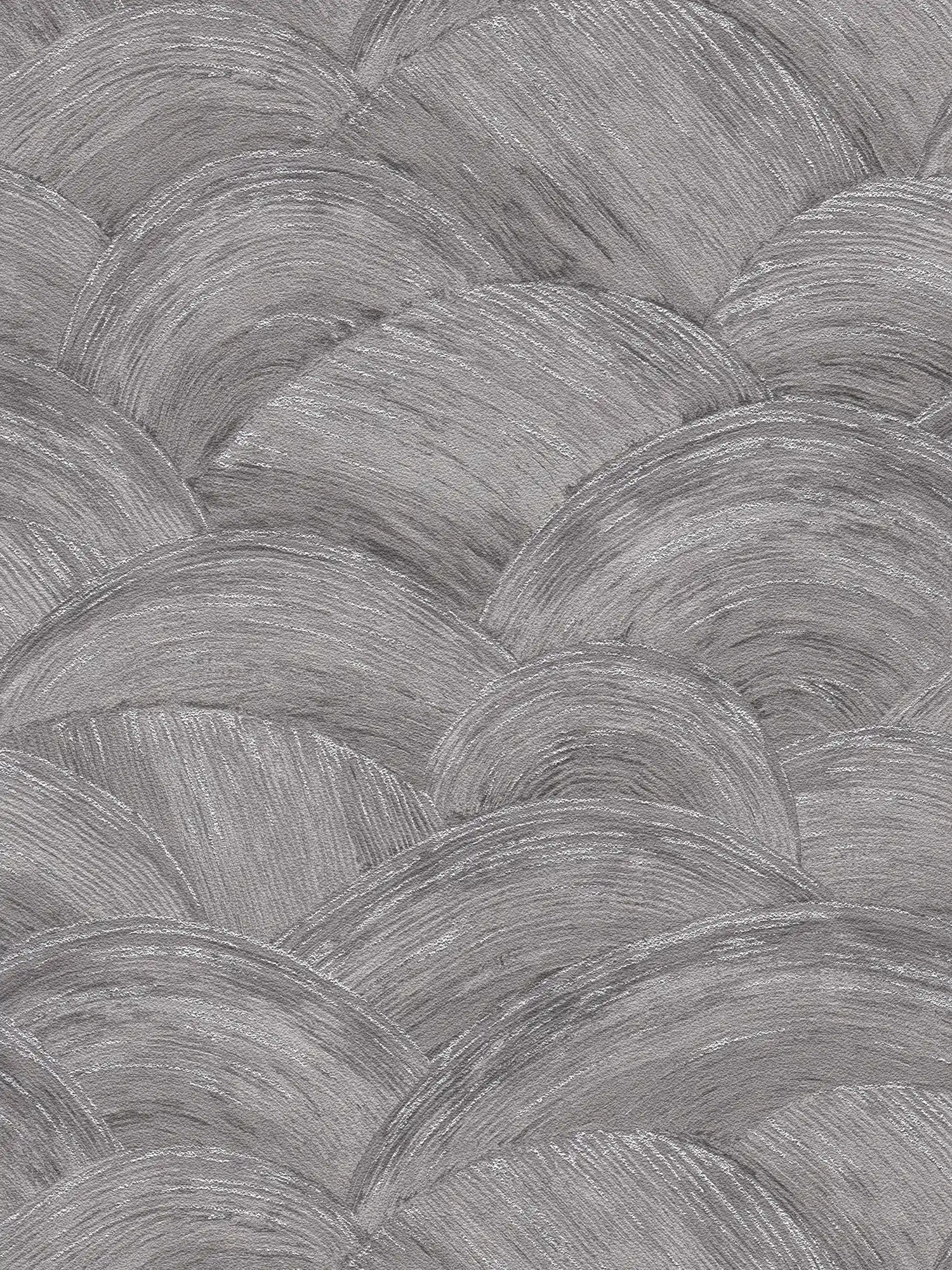             Non-woven wallpaper with wavy wipe-textured look & gloss effect - grey, silver
        