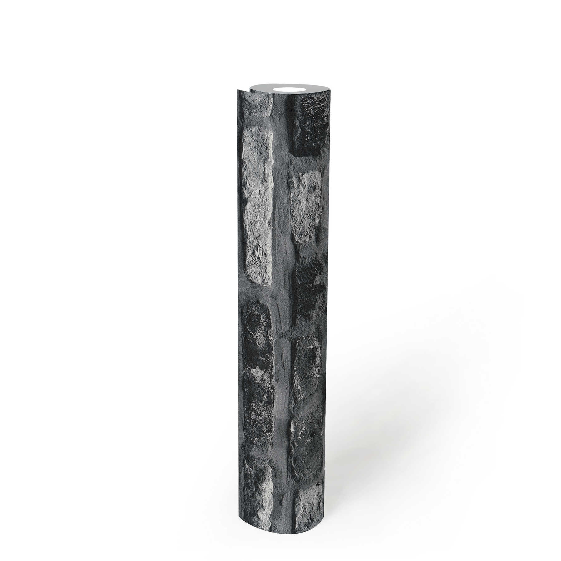             Papel pintado no tejido con aspecto de piedra, ladrillo oscuro - gris, negro
        