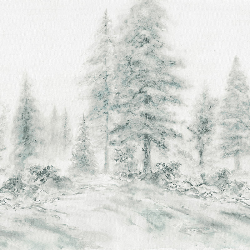         Watercolour style forest mural, trees & landscape - grey, white
    