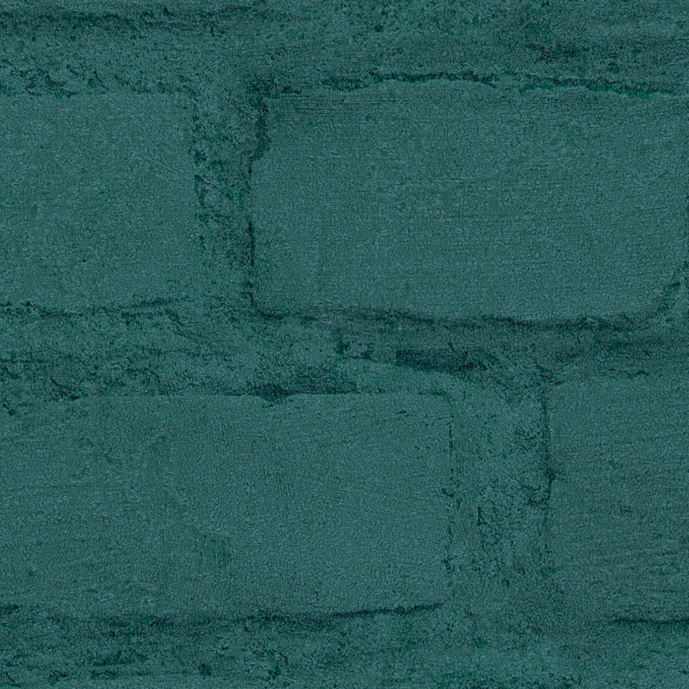             Papier peint mur en pierres aspect clinker - Vert
        
