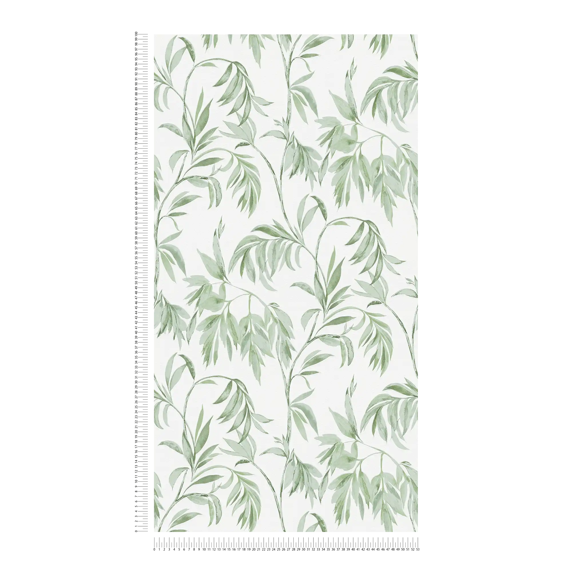             Carta da parati con foglie di vite in stile acquerello - verde, bianca
        