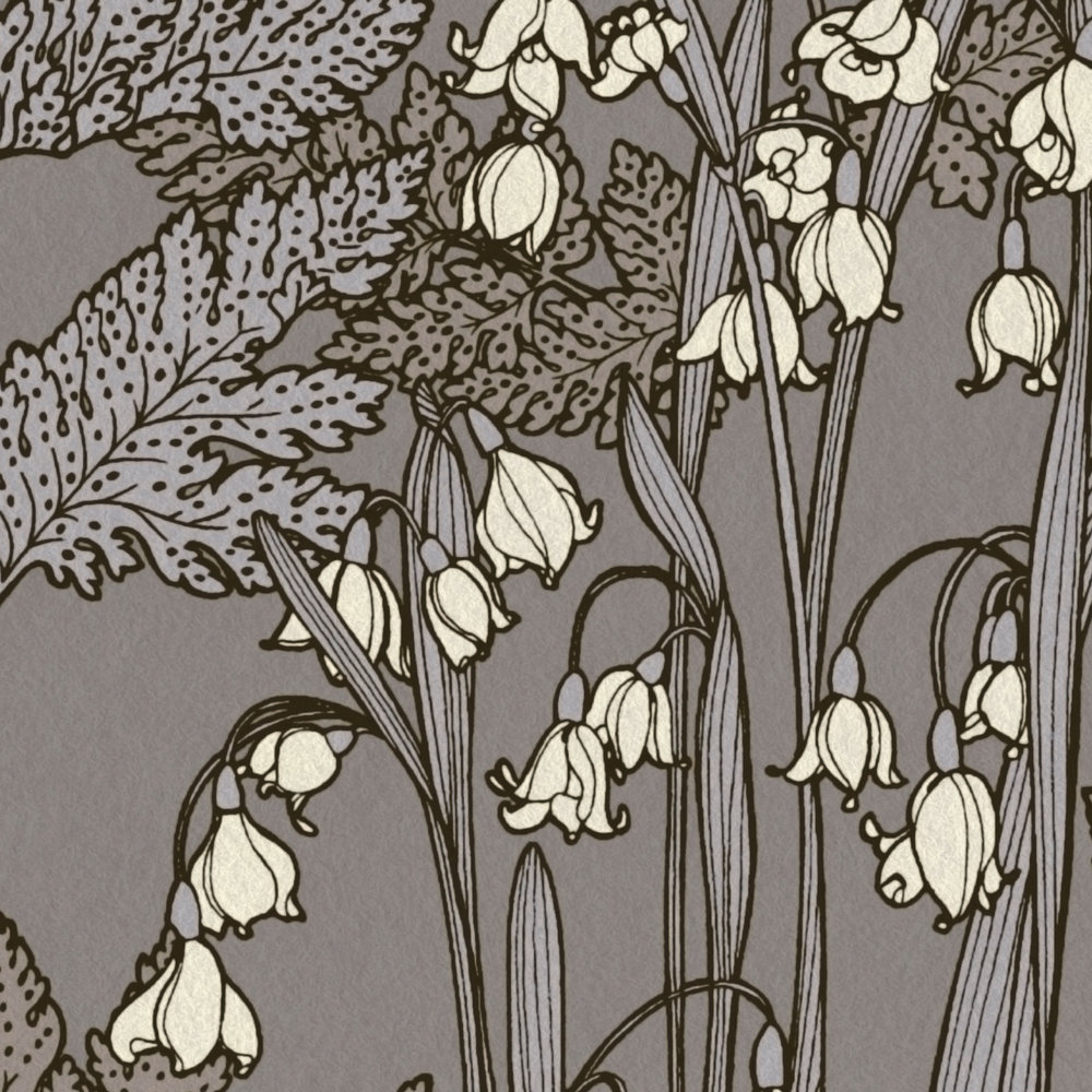             Papier peint taupe avec design floral de style contemporain - gris, beige, jaune
        