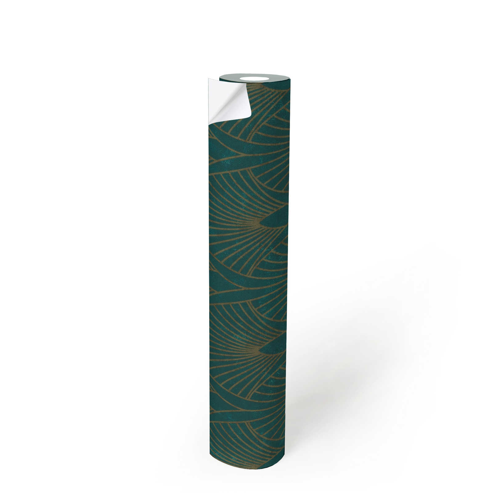             Zelfklevend behangpapier | Art Deco design met metallic effect - groen, metallic
        