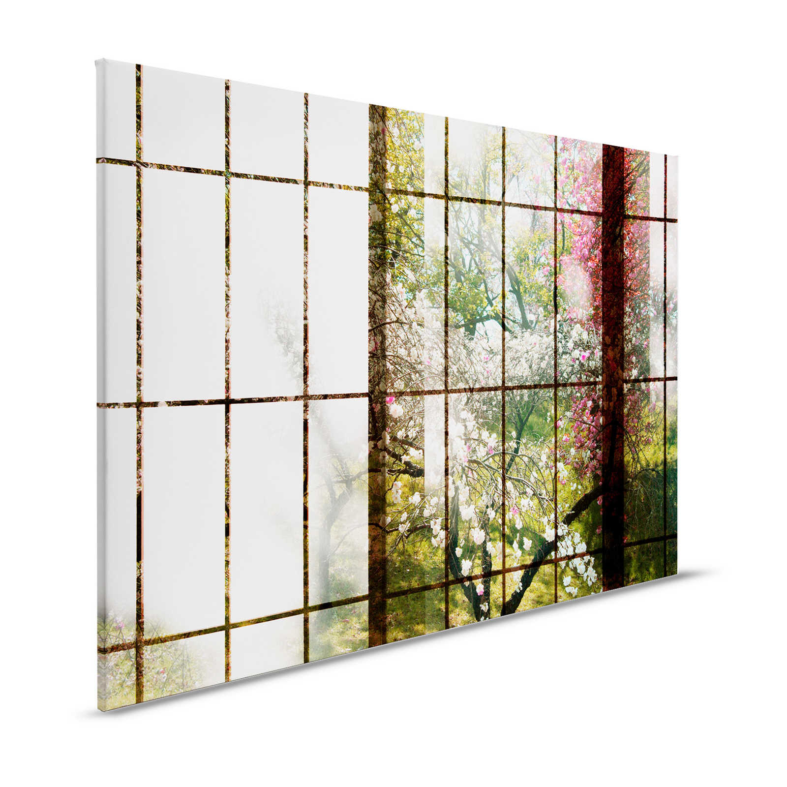Orchard 1 - Canvas painting, Window with garden view - 1.20 m x 0.80 m
