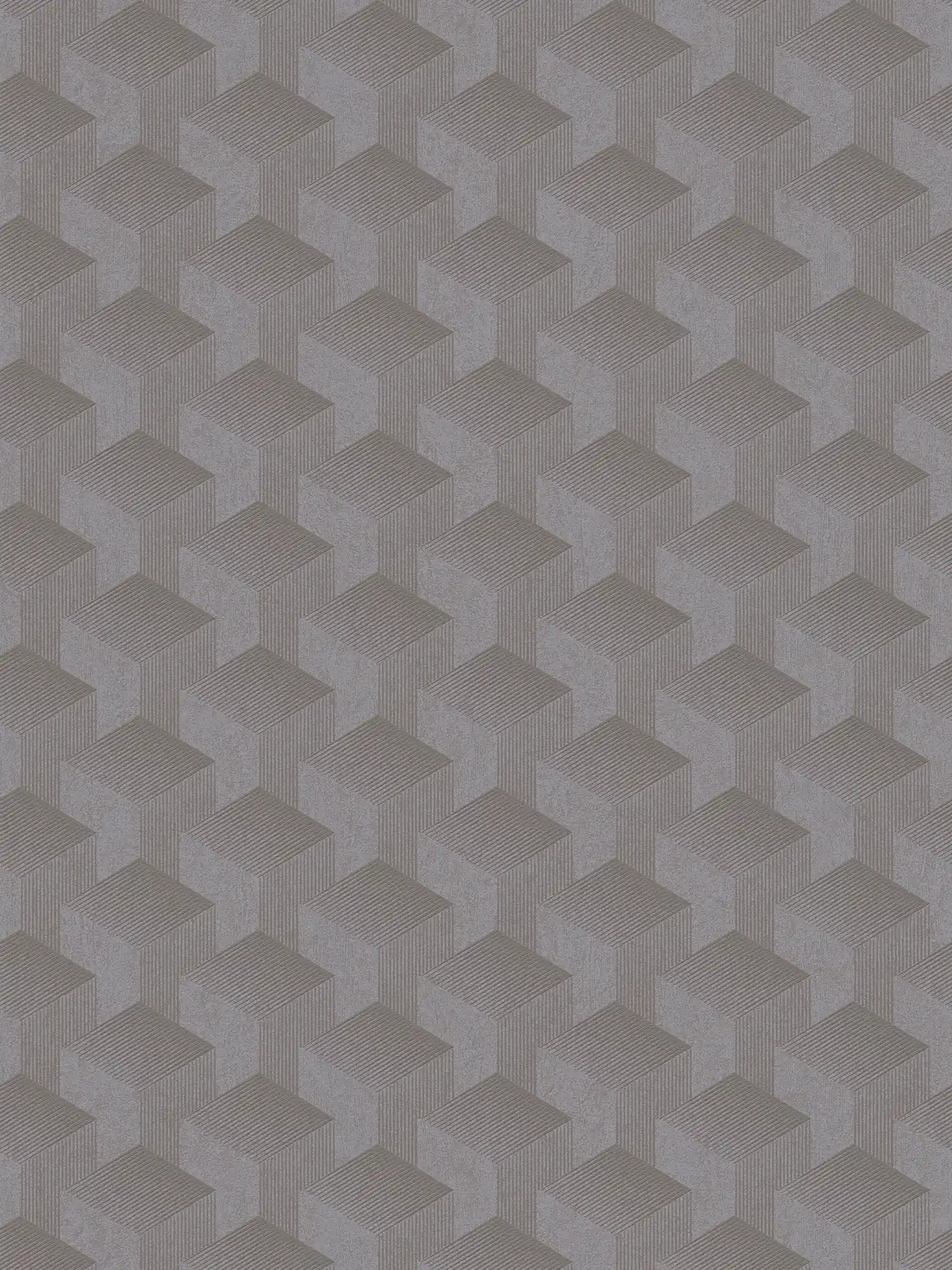 Papel pintado geométrico con motivo gráfico 3D mate - gris
