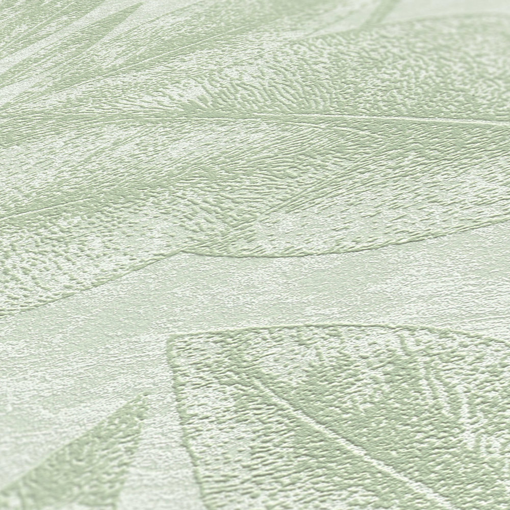             Papel pintado natural no tejido con hojas y textura - verde
        