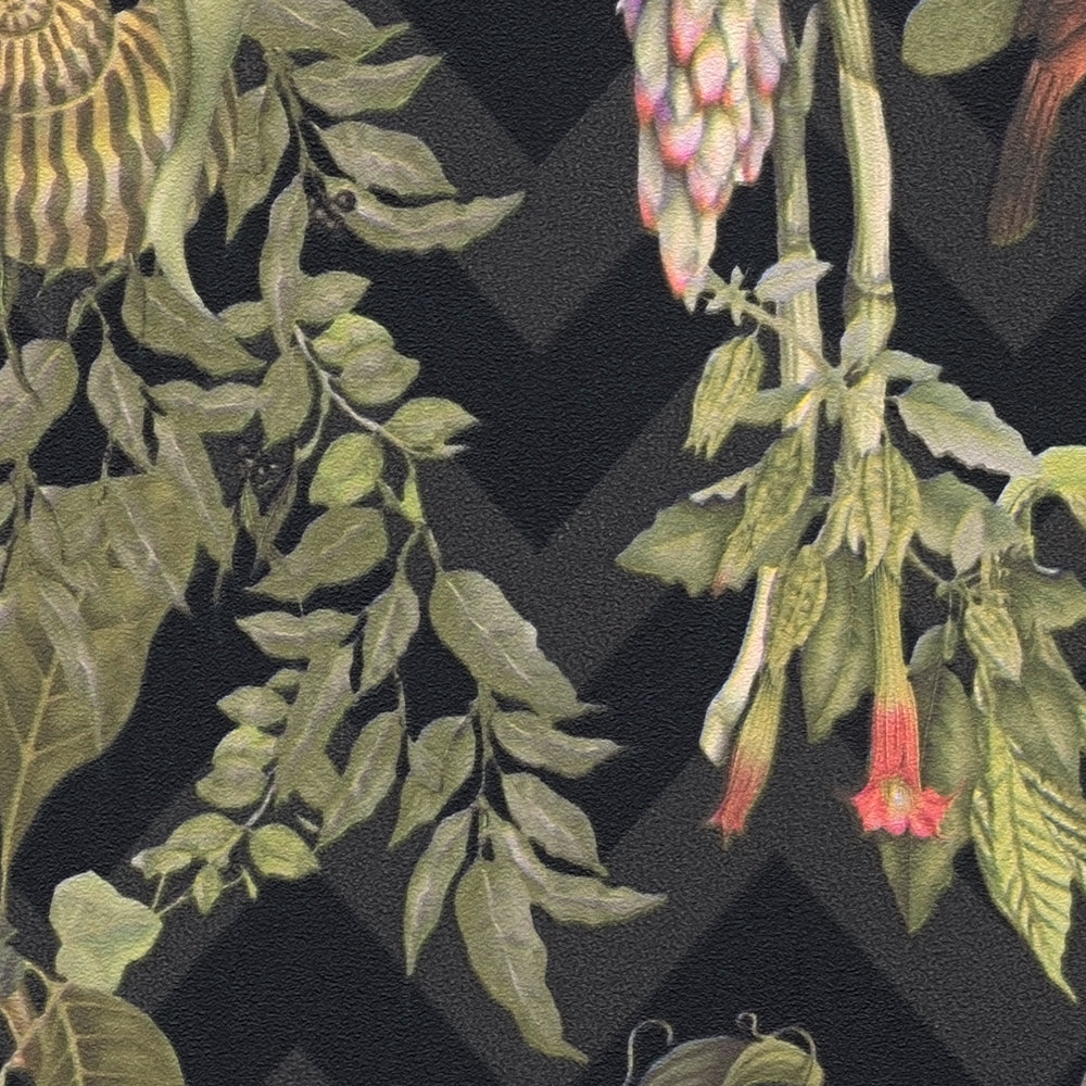            Papel pintado de diseño MICHALSKY hojas y animales de la selva - de color, negro
        