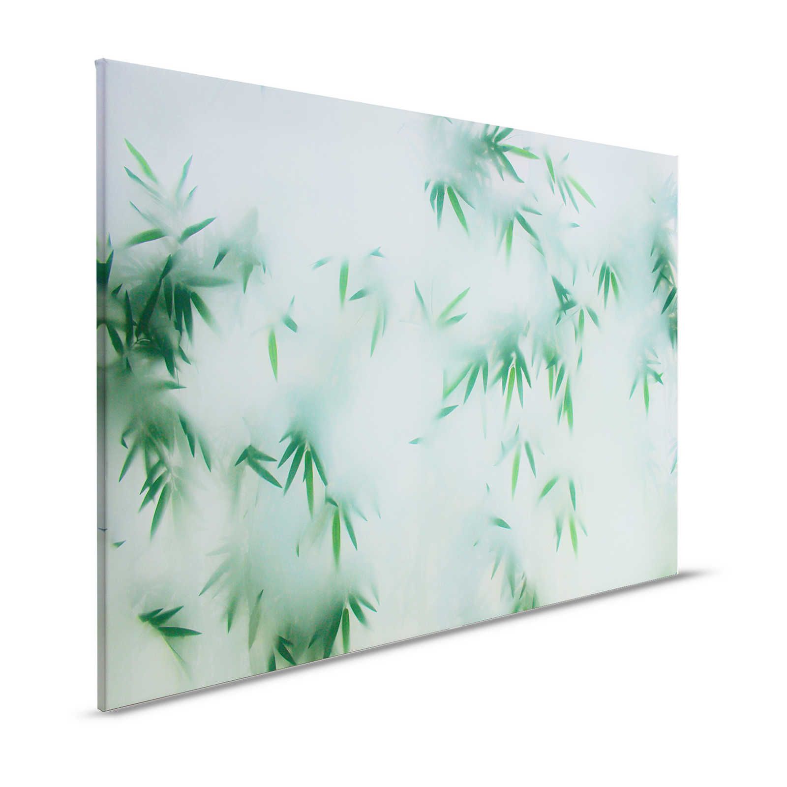 Panda Paradise 1 - Quadro su tela di bambù Foglie verdi nella nebbia - 1,20 m x 0,80 m
