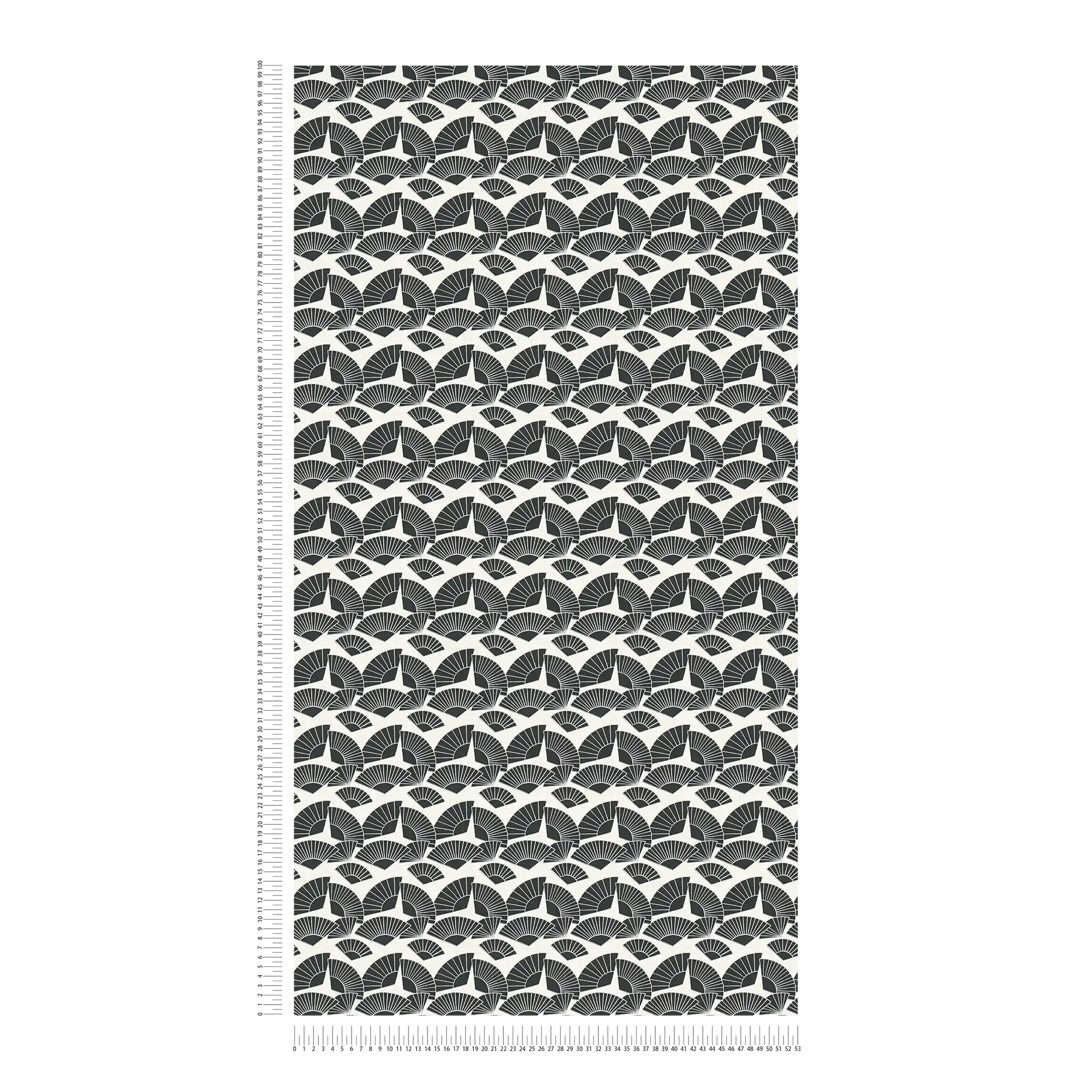             Wallpaper Karl LAGERFELD fan pattern - metallic, black, white
        